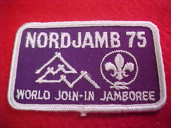 1975 WJ PATCH, JOIN IN JAMBOREE, EMBROIDERED, 61 X 82 MM
