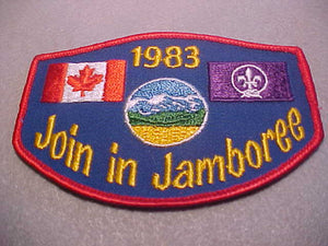 1983 WJ PATCH, JOIN IN JAMBOREE, CANADA, EMBROIDERED