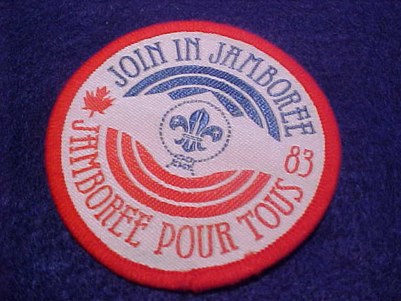 1983 WJ PATCH, JOIN IN JAMBOREE, 73MM ROUND