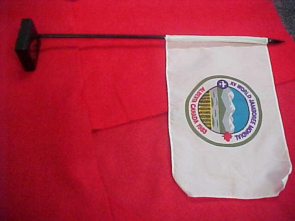 1983 WJ DESK FLAG W/ POLE AND STAND, 150 X 255MM