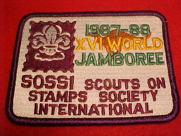 1988 WJ PATCH, SOSSI, SCOUTS ON STAMPS SOCIETY INTERNATIONAL