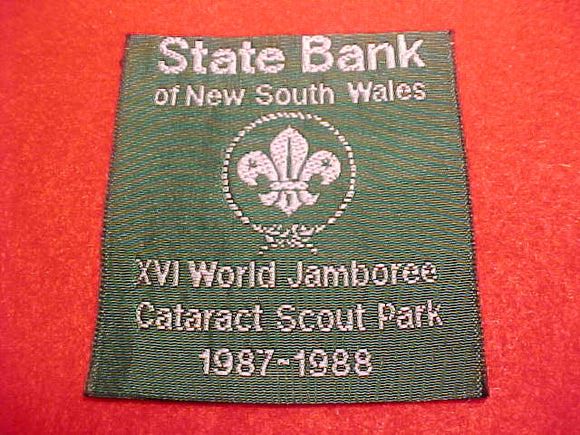 1988 WJ PATCH, STATE BANK OF NEW SOUTH WALES/CATARACT SCOUT PARK, WOVEN