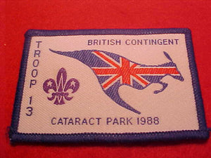 1988 WJ PATCH, BRITISH CONTIGENT, TROOP 13, CATARACT PARK