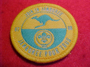 1988 WJ HAT PATCH, JOIN IN JAMBOREE, 44MM ROUND, YELLOW BORDER