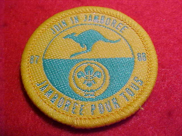 1988 WJ HAT PATCH, JOIN IN JAMBOREE, 44MM ROUND, YELLOW BORDER