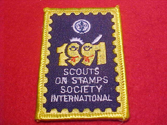 1991 WJ PATCH, SCOUTS ON STAMPS SOCIETY INTERNATIONAL STAFF