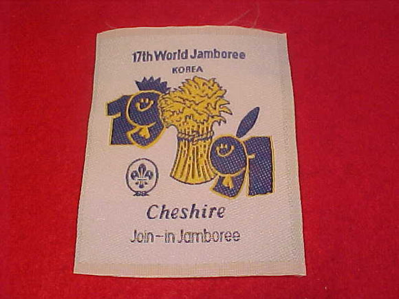 1991 WJ PATCH, CHESHIRE JOIN IN JAMBOREE, WOVEN