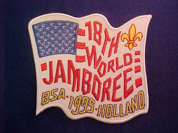 1995 WJ JACKET PATCH, BSA CONTINGENT, EMBROIDERED ON WHITE FELT