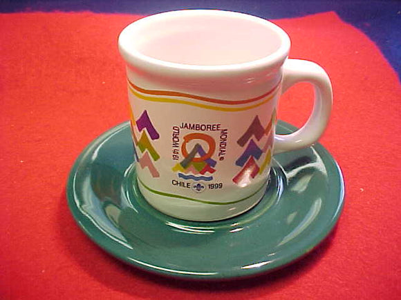1999 WJ CERAMIC TEA CUP AND SAUCER (1 EACH)