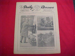 1929 WJ NEWSPAPER, "THE DAILY ARROW", 8/2/29, ROYALS ON COVER @ WAR MEMORIAL, GOOD COND.
