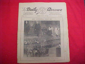 1929 WJ NEWSPAPER, "THE DAILY ARROW", 8/5/29, BADEN-POWELL & ARCHBISHOP OF CANTERBURY ON COVER, FAIR COND.