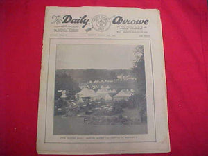 1929 WJ NEWSPAPER, "THE DAILY ARROW", 8/12/29, CAMP SCENE ON COVER, FAIR COND.