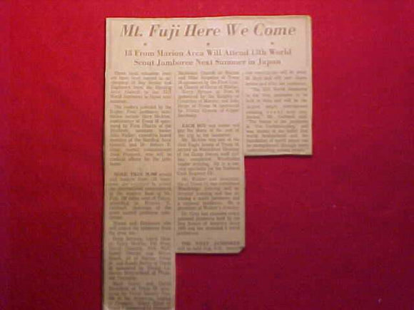 1971 WJ NEWSPAPER ARTICLE ABOUT MARION, OHIO TROOP