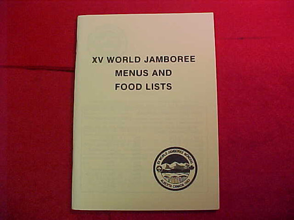 1983 WJ MENUS AND FOOD LISTS, 28 PAGES ENGLISH/28 PAGES FRENCH