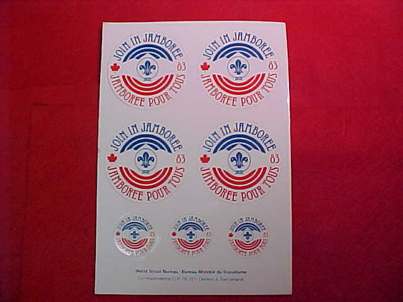 1983 WJ STICKERS, JOIN IN JAMBOREE, SET OF 7 STICKERS