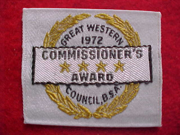 GREAT WESTERN C. COMMISSIONER'S AWARD, 1972, WOVEN
