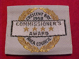 CRESCENT BAY AREA C. COMMISSIONER'S AWARD, 1958, WOVEN