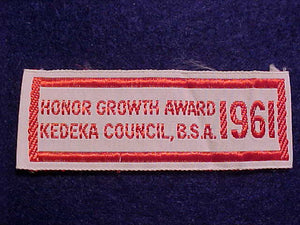KEDEKA C. HONOR GROWTH AWARD, 25X68MM, WOVEN