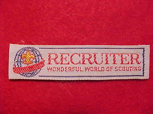 RECRUITER, WONDERFUL WORLD OF SCOUTING, WOVEN