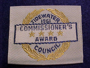 TIDEWATER C., 1961, COMMISSIONER'S AWARD, WOVEN