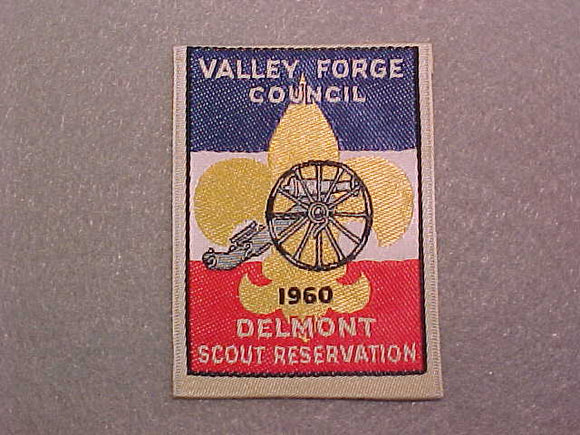 DELMONT SCOUT RESERVATION, VALLEY FORGE COUNCIL WOVEN PATCH, 1960