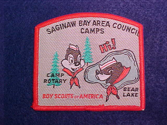 SAGINAW BAY AREA COUNCIL CAMPS, CAMP ROTARY, CAMP BEAR LAKE WOVEN PATCH