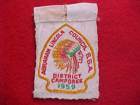 ABRAHAM LINCOLN C. DISTRICT CAMPOREE, 1959, WOVEN, USED
