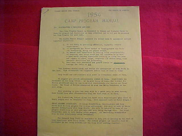 CAMP ARROWHEAD, 1954, PROGRAM MANUAL, OZARKS EMPIRE AREA C., 7 PAGES