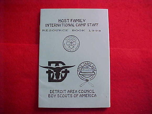 D-BAR-A SCOUT RANCH, 1998, DETROIT AREA C., COLE CANOE BASE HOST FAMILY INTERNATIONAL CAMP STAFF RESOURCE BOOK