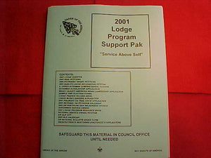 OA PACKET, 2001, LODGE PROGRAM SUPPORT PAK, "SERVICE ABOVE SELF"