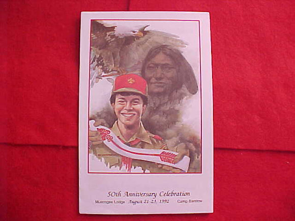 OA LODGE 221-MUSCOGEE, 1992, 50TH ANNIV. CELEBRATION BROCHURE, EVENT HELD AT CAMP BARSTOW