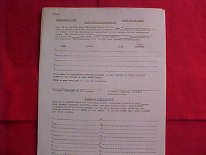 OA LODGE 476-TUNKHANNOCK, 1960'S, SCOUT ELECTION CERTIFICATE, 3 PART FORM