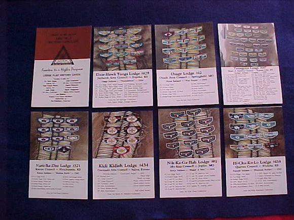 SECTION NC-3, LODGE FLAP HISTORY CARDS, 1992, SET OF 8 PHOTO CARDS