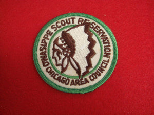 owasippe scout res., chicago a.c., brown letters, rolled bdr.