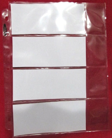 4 Horizontal Pocket Polypropylene Pages-QUANTITY 100