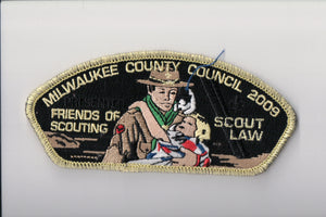 Milwaukee County C 2009 FOS scout law, gold mylar border